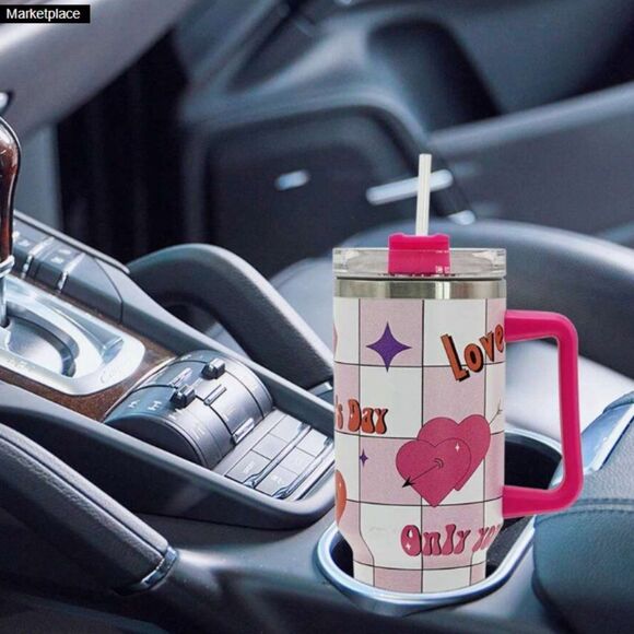 40oz Stainless Steel Insulated Tumbler – Multicolor Handle & Straw - Picture 1 of 5